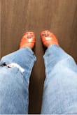 The orange color adds a lovely pop of color to any neutral outfit and is perfect for the summer. The heel height isn't too bad, and it pinches slightly in the front but not unbearable at all. I am a TTS 6.5 and the 6.5 fit perfectly! - Kaylee W.
