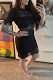 Omg I LOVE this dress! It's extremely flattering and comfortable. The lace is not stiff or itchy at all. I wish I had a reason to wear this dress out someplace. If you're on the fence about ordering, don't be! Buy it now. - Briana M.