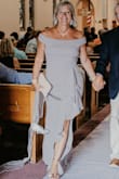 I wore this dress to my son's wedding and received MANY compliments on it. It is very well made, the material is high quality and has a some stretch to it so it is comfortable and form fitting.  The slit with the ruffle allows movement of the material and makes walking and movement a breeze.  I am not one to leave reviews, but when I was searching for a dress online, I found these reviews very helpful. You can have confidence ordering from Lulus. These dresses are quality, well made and budget friendly. I will purchase from Lulus again. - Kara U.