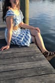 The dress is thick material and has many layers. Would say This is good for 70 degree weather. It can make your hips look bigger but I didn't mind it too much. - Natalia Z.