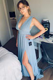 Love the slit and and back!
I'm usually a size small, but had to return for an XS. The front "V" drooped well below my bust line, so maybe this is a look for others but not for me. Also it was really long even with platform heels on.
The return process was really smooth, and got the new dress super quick! - Taylor S.