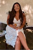 I wore this dress to my bridal shower and the compliments were non stop. The dress is truly gorgeous and so comfortable. The material is soft and very breathable. It hugs you in all the right places. I love this dress! - Megan M.
