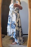 I normally wear a size 14 or XL and dresses. So I ordered the XL. I had to pin the bust area because of the openness. This is normal for me so I expected that. I did not expect that the seam under the bust was only 34 inches around. I did not want to return the dress because I really like it and a bigger size was unavailable. I ended up cutting a piece of the underwrap part of the skirt, opening up the side seams on the torso, and adding the cut piece of fabric to the sides of the dress. I am happy with my end product, and I am happy I was able to order this dress and customize it to fit me. I do not think I will order any more dresses from Lulu's as I am apparently too large for their clothing. But I will happily keep this dress. - Katie M.