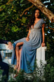 This dress was exactly what i expected and wanted. I needed a dress for my engagement photo shoot and this caught my eye. it was elegant yet sexy and i knew it would make my vision come to life. i am 5'10 so it's tough for me to find a dress long enough. gorgeous dress and a hand steamer worked well to get out any wrinkles 10/10 recommend ! - Tabitha S.