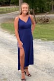 This dress fit pretty perfect.. just a little gap in the top, we stitched it together before our event.  It can be dressed up or down.  It was great for a hot summer night in the south. - Victoria D.