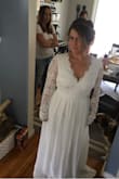I bought this dress to wear as a more casual wedding dress for my wedding this October as my fiancé and I have had to sadly postpone due to COVID. I had my hair trial and got to try this on with my hair and it was the first time in a long time I actually felt excited for the wedding! Times have been so uncertain and so much that we've had to change it's been so stressful and hard to be excited. But as soon as I put this dress on, I finally felt EXCITED again! - Juliann P.