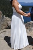 I loved the fabric, fit, and overall style. It was soft and thick. Pro: you can machine wash. Con: Ironing is a nightmare so just try to keep from getting wrinkled. - Stephanie C.