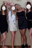 Fit is true to size! I bought for a bachelorette party and got so many compliments on it. The drsss is a little on the shorter side but I wore spandex underneath and didn't have any problems with it! - Kylie H.