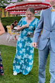 This dress was perfect for a rehearsal dinner, could be great for a wedding guest too! Needed a few alterations in the length and the shoulders. I could have gone a size down I think, but love the color and it's so easy to wear. Did not have to wear a special bra with it, just a nude bra because the fabric is a little thin, but not super see-through! Absolutely love this dress and I will wear it again! - Megan M.