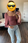 I love this top for a few reasons! First, you don't need to wear a bra (well, I don't). Second, the sleeves are actually FLOWY! I've got thicker arms, I always have, and this trend with the tight elastic poofy sleeves just doesn't work on me! And third, the shoulders actually stay up (and I barely have shoulders) so heeeeeey! Last, there are matching short and skirt options! SO much to love here. - Ellen P.