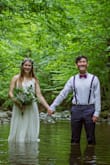 Even before I was a Coronavirus bride I didn't believe in spending thousands on a wedding dress, and now I 100% know I made the right decision to go with an $80 dress (15% off). My husband and I had a small elopement ceremony at a local park in a stream. This dress is perfect for a woodland fairy bride. I had no qualms about wading, sitting on dirty tree trunks, and yes, swimming, in this dress. No anxiety about ruining it since I could just buy another one if I wanted, and afterwards I gave it a quick handwash in the tub and it's spotless. I even plan on wearing this next year to my large reception for the guests who couldn't come this year. This dress is high-quality, comfortable, flattering, and honestly I've seen 'wedding dresses' with huge price tags that look exactly the same. As a note, it is a bit long so you may need to have it hemmed. Only adjustment I made. - Avanell B.