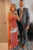 Pretty dress! Love the open back. I got an XS and it worked fine but could have also wore a S. Perfect for a wedding or you could also make it more casual due to the material. - Paige C.