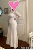 I originally ordered the 2X, and it was too big, was easily exchanged, and this was a perfect fit! Made for me! Wearing with 5 inch platform sandals. I feel snatched and sexy! Stretchy material. Shows your collar bone perfectly. Lace covers arms and under arms area comfortably. Totally ecstatic about this dress! - Mary H.