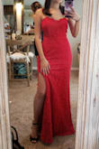 I thought the material would be heavier and I was hesitant since it was for an outside wedding in Florida, but it was perfect. The slit was a perfect height and the dress was comfortable! - Amanda F.