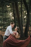 I got this dress for my engagement pics and I thought it worked great! I did have a few issues though. It was very long so short girls this one may not be for you - I'm 5'10 and if I wasn't wearing heels it dragged the ground. It's also very loose on top and I found it hard to keep the girls in. - Christie J.
