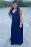 I followed the measurements that's on Lulus and it said I was a large. (I'm 5'5" and 195 pounds) I love the adjustable straps because My chest is small LOL! (I definitely wore a strapless bra) The dress itself is a little long, I should have gotten it altered; even with heels I had to hold my dress... that's the only downside of the dress. I got a lot of compliments on the dress though! I recommend! - Astrid L.
