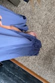 I've always struggled with finding a dress with a deep plunge that won't show my boobs to the world. Most cases, I am super uncomfortable the whole event and end up taping a whole roll of double sided tape to my boobs to make it stay. But the plunge in this dress stays in place really well and is REALLY comfortable! The only thing I struggled with was the length of the dress. You definitely need to be at least 5'7", because when you wear heels it adds an extra 2-4 inches helping it not touch the ground. Where of for me being 5'5" with a 3 inch heel, it only makes me 5'8" and the dress still hits the floor. Overall, I still do really recommend this dress especially if you're taller. If you're shorter, wear heels or go to a tailor to get a few inches off the bottom! Also.. ignore my crusty toes in the second pic I'm slacking on the pedicure oops. - Sydney S.