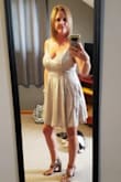 Medium fits perfect! Nice fabric, and oh, POCKETS!!! I'm 5'4, 131lbs, and wear a 32G bra. Great dress!!! - Trissa H.