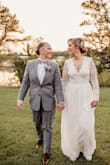This dress was the perfect dress for my wedding! I did have to get it altered, but totally worth it! I had the arms taken in, the bust taken in, and the length taken up (I wore sparkly Keds). I wanted to feel gorgeous and comfortable at the same time and this dress did just that. - Natalie G.