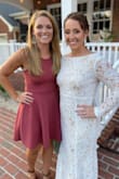 The weather in NC changed the week of my wedding and I was scared I would be cold in my original dress, I did a google search and found Lulu's. The dresses I really wanted were all sold out in my size and this one was new with no reviews so I took a chance. The dress is beautiful and super comfy. I did take the ribbon around the middle off because it made the dress tight and not comfortable but after removing that with a seam ripper it was perfection, we also did have to take about two inches off the bottom. I received so many compliments and no one could believe that it was a $100 dress. - Sarah E.