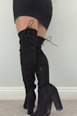 So comfortable! Normally I am a 6.5 in heels, but I ordered these in a 7 to have extra room. However, the size 7 fit a bit small so I exchanged them for a size 7.5. Also, I'm 5 feet and these fit perfectly. They definitely fit over jeans, too. - Genesis G.