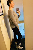This is so cute! Loose, but still flattering, can be dressed up or down, and is thin (Definitely not for warmth) so it can be tucked in or worn under a fitted jacket. So cute! - Cori S.