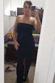 Very nice thick material! The split started to split a little more by the end of the night. I received a ton of compliments on the dress color and style. - Stephanie S.
