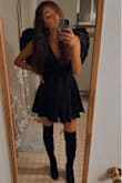 I'm dressing up as a fallen angel for Halloween and this dress works perfectly for the outfit! Very comfortable and flattering. I'm normally an XS in Lulu dresses and this fit perfectly. A little longer than expected. I rolled the skirt part up a tiny bit and it looks adorable. - Megan S.
