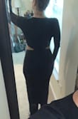 For starters, this dress came so darn fast!! The material is amazing, thick, stretchy. I have the body type where I'm smaller structured on top, and all hips/butt/legs. So I think the fit issue with this dress might actually be my body. I'm considering order down to a Small, to see if that helps the gapping issues. Right under my chest, the dress doesn't sit against my body, and then there's some gapping/bunching at my spine where the dress connects in the back. From the pics I thought this dress was going to be mid calf length, but it ended up being ankle length. It's a super comfy dress, and flattering, if it didn't bunch and gap where the cut outs are. If I order the next size down, I'll update!
**UPDATE! Got the size small and it's perfect! Beware though both of these dresses the zipper has been HORRIBLE. Where the dress gets thicker right in the middle of your back it legit will no go up. I had to zip it above this spot and put the dress over my head to get it on. But once it's past that spot its good. - Kathryn G.