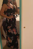 This was my 1st time ordering w/ Lulus and I'm so incredibly happy w/ my purchase! Fits perfectly and it's so comfy. The material is good quality & it's weighted enough to hold everything in place. Reading the reviews... I was nervous the top part would be too loose because I have a smaller chest, but the dress is easily adjustable to where I was able to tighten it. If you're a curvy lady, this will accentuate those curves perfectly & it will fit well! It was true to size. I'm normally a M so I went with M. If it helps, I wear a M in tops & 10 in jeans. I'm pairing it with some 4 in. heels and the length was perfect.. it just barely lifts from the ground :) so impressed with the dress! Worth the price. I'm wearing it to a wedding next week! - Casy G.
