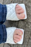 I love these shoes so much! They hug your feet very well - they don't flop around. I wear between 8.5 and 9 in shoes, and 8.5 was true to size. The quilting and square toe is just *too* cute. After 4 hours at a party, they did hurt my pinky toes. - LeAnne M.