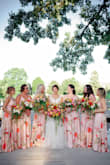 I was searching forever for floral print bridesmaid dresses to go with my wedding color theme of peach, orange, yellow, coral, etc. Not only did I have the color and print to worry about but I also had to make sure they looked good on all different body types for my girls. These dresses worked out great! The adjustable straps are super nice, the slit adds some sexiness, and the matieral is silky and great quality (not at all see through and has lining underneath). The only thing I wish it had was a clasp to hold the wrap front together - some of the bustier girls needed to pin it or get their dress sewn shut. My bridesmaids looked gorgeous though! - Sarah T.