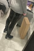 I saw some shiny faux leather leggings on a few other sites but they were almost $100, so I was really excited to find these! They are a little shiny, but not like patent leather, so they seem pretty wearable. I'm usually a M/L (10) in bottoms and the large fit, though they took some patience to get on. I had to carefully ease the legs up so I wouldn't get stuck or accidentally tear them. They do gather around the back of my knees a bit, but I assume that's just due to the fabric. Overall, I'm happy with these and can't wait to wear them! - Rachel D.