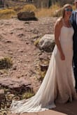 This dress I loved from the pics but was scared of the train as I was getting married up in the mountains. But, it was a dream come true! The dress fit so perfectly and the train was easy to pick up and walk around with, event with a pup in hand. I am so happy that I chose this dress for my wedding day! - Trish V.