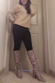 OBSESSED WITH THESE BOOTS!! Such a fun pattern and pairs great with any color pants. They are also more comfortable than they look! I recommend wearing these with some black pants to really make the snakeskin POP! - Samantha D.