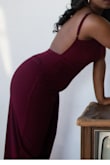 This is the color my bridesmaids will be wearing. I ordered this for our engagement pictures. It has adjustable straps - Long, flattering pants and perfect with a heel. Super nice - Destini H.