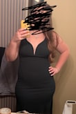 Loved the fit of this, it was stretchy and comfortable yet elegant and simple. Perfect length for 2 in. heels and the back was just high enough to be able to wear my spanx with no show. I will say, in the 2nd pic i did not have my spanx on yet - Taylynn L.