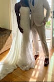 We cancelled our wedding due to COVID and we planned an elopement. This dress was so beautiful and perfect for it, I'm 32G, 115 lbs, and 5'1". Unfortunately, I didn't get the chance to have alterations done, so it was pretty long. However, it was perfect because our photos were on the cliffs/beach! I was a bit skeptical ordering it, but it was worth every penny. It was great quality and beautifully made. You can't go wrong with this dress, especially if you are petite and are a bit fuller in the chest area!  

Thank you, Lulus! I will be ordering more items! - Marshane R.