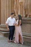 We needed a photo for our wedding website, we had to reschedule our original photos for the next month. I bought this beautiful dress, gave me 'greek goddess vibes'. I'm 5'2 so it was a little long for me, I didn't have time to tailor it, but it still looked beautiful. The cleavage was a little out there, so fashion tape and a sticky bra is your best friend!! - Lisette S.