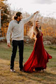 I ordered this dress for my fall engagement photo shoot. My photographer LOVED it, and so did I. I ordered the dress 5 days before our shoot, and basically wore this right out of the package after a bit of ironing. The color is a beautiful cool-burgundy, just what I expected from a "wine" red dress. The dress itself is very comfortable, heavier than I expected, but that was a good thing as the material hung and drooped so nicely. And the fabric is thick enough (and the front seams in the exact right spot) that I didn't have to wear a bra. It was almost the right length for me at 5'3" wearing 4-inch heels. I'll definitely hem it a few inches before I wear it anywhere that requires walking in a sophisticated manner (aka, not bundling it up around my knees). This dress is a winner for sure, and I'm excited to wear it again and again. - Liesl G.