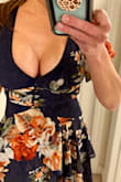 This is the CUTEST DRESS EVER! I love everything about it. Amazingly flattering in the waist, and the flutter sleeves are so pretty. I was worried the flounces would be too much going on, especially since I'm on the shorter side, but they were perfect. I know it sounds silly to say I'm really, really sad about a dress, especially with everything going on in the world right now, but I'm super sad that I can't wear this because my chest is way, way, too big to fit in the dress. They're out there, obscenely too much, and if I would order a size up, it would be too big around the waist and now look the same. It didn't seem this low plunging in the photo, but the model isn't big busted at all. Super duper bummer!!! This dress is gorgeous, and I'm envious of smaller chested girls who could wear this. - Joanna M.