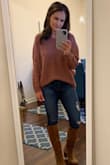 I rarely buy sweaters, but this really caught my eye! I couldn't decide on which color I liked better, so I grabbed both the blue and mauve! Both colors are beautiful, and very different. I found this to run big, and I listened to other reviewers and sized down. I'm normally a small and got the XS and it's perfect. Seems to sell out fast, so don't hesitate if you're thinking about it and your size is available! - Nicole P.