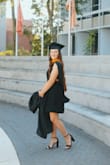 Absolutely loved this dress. I wore this for my graduation photos. The puffed bottom makes your waist and legs look thin! Highly recommend! - Mollie M.