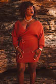 I usually wear large in dresses due to the width of my hips, but this time I tried a size down due to the stretch of the dress material. This dress is very comfortable and the quality is superb. Highly recommended if considering! - Caméra M.