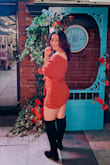 I bought this dress for my birthday and it was so lucky I got to wear it before lockdown (again). Thick and stretchy material. It is also very flattering my husband couldn't stop complimenting LOL. I love the orange colour it looks so good on me, especially in cold weather. Perfect for a date night.
It might be pulled up a little so just be careful while walking. - Mina V.