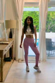 I wore my top with some leggings! Such a cute comfortable top! The front is super cute and different compared to other cropped tops! - Sabrina M.