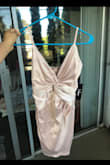 Okay how stunning is this dress???!!! Like come on. I'm so obsessed. 
Fits snug on me, color is like a champagne/gold and the satin material catches the light so beautifully. Also the material is super soft and pretty stretchy so it just overall it's such a comfortable dress to wear.
When the pandemic is over, I am so wearing this out! 

My measurements: 
Weight: 130lbs 
Height: 5'2"
Waist size: 30"
Hips: 35"
Bra size: 34B/36A - Sahana S.