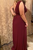 My bra size is always the reason why I don't fit in dresses that are my waist size & every time I go a size higher my boobs don't fill put my dress. So I ordered a large. Which I don't mind AT ALL, we can just bring in some sleeve. The dress is soooooo flattering around the waistline and the back. - Ashley T.