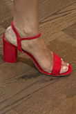 Stable heel, great color, fashionable to wear and right for the Christmas season. - Aarti D.