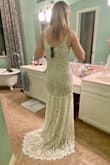 I ordered a size small to wear for my February 2021 wedding and it fits absolutely perfect, I just need to have the length shortened a little bit. I'm so happy with this dress! It's even more beautiful in person! - Cristal H.